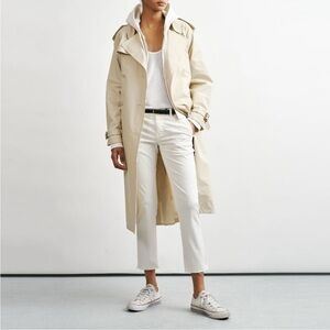 Nili Lotan White East Hampton Cotton pants Raw Hem Sz 0